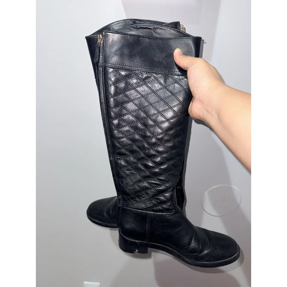Tory Burch Claremont Quilted Black‎ High Boot Women's Size 6.5 M Designer